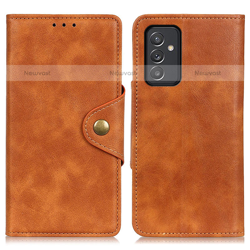 Leather Case Stands Flip Cover Holder N06P for Samsung Galaxy Quantum2 5G Brown