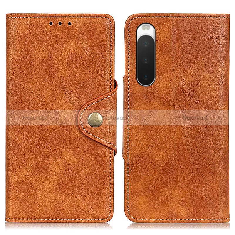 Leather Case Stands Flip Cover Holder N06P for Sony Xperia 10 IV Brown