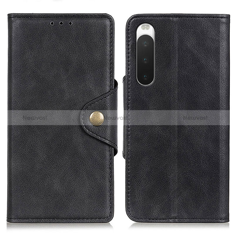 Leather Case Stands Flip Cover Holder N06P for Sony Xperia 10 IV SOG07 Black