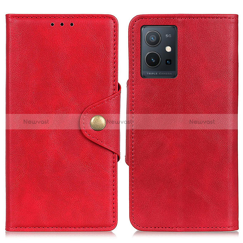 Leather Case Stands Flip Cover Holder N06P for Vivo iQOO Z6 5G Red