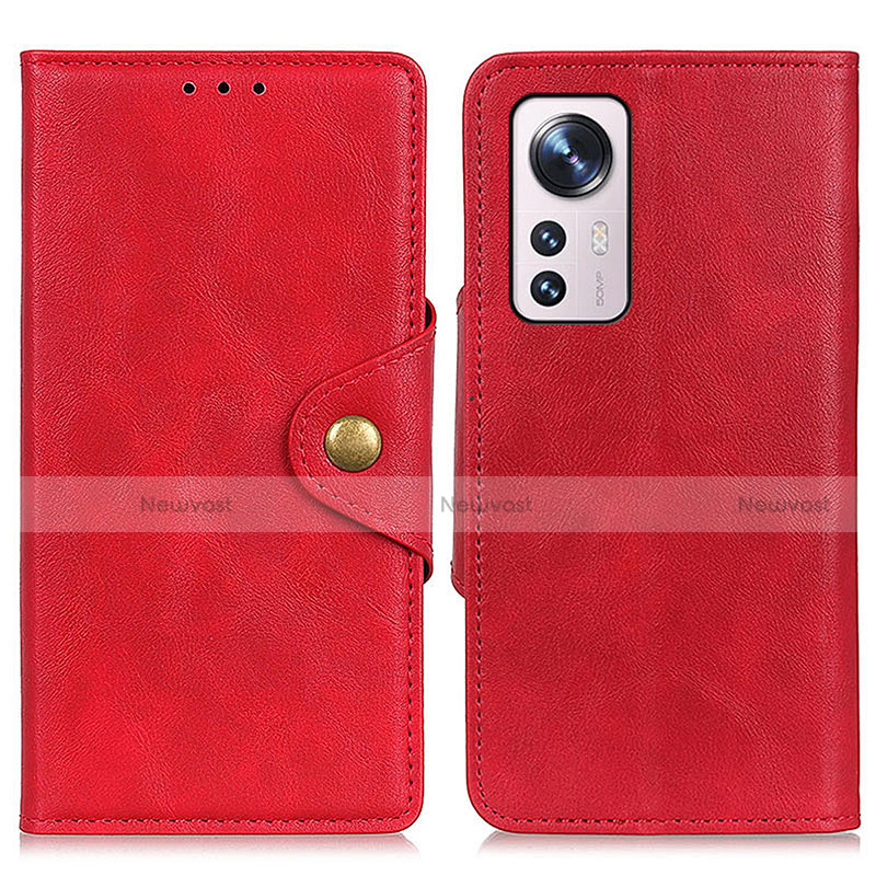 Leather Case Stands Flip Cover Holder N06P for Xiaomi Mi 12 5G Red