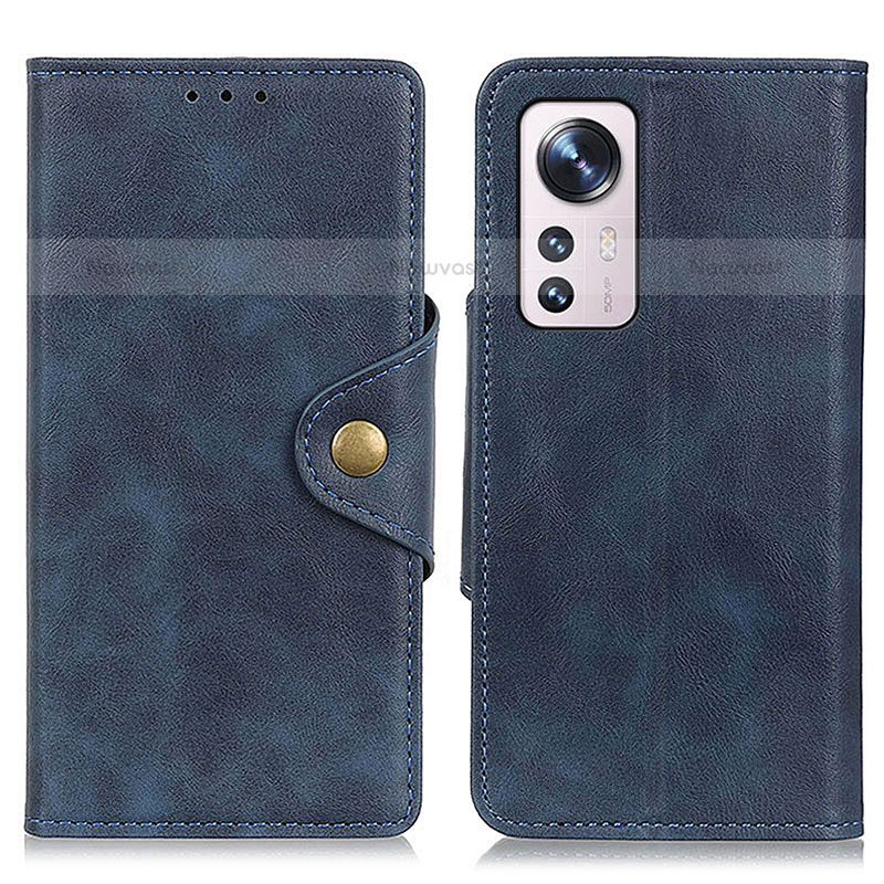 Leather Case Stands Flip Cover Holder N06P for Xiaomi Mi 12S 5G Blue