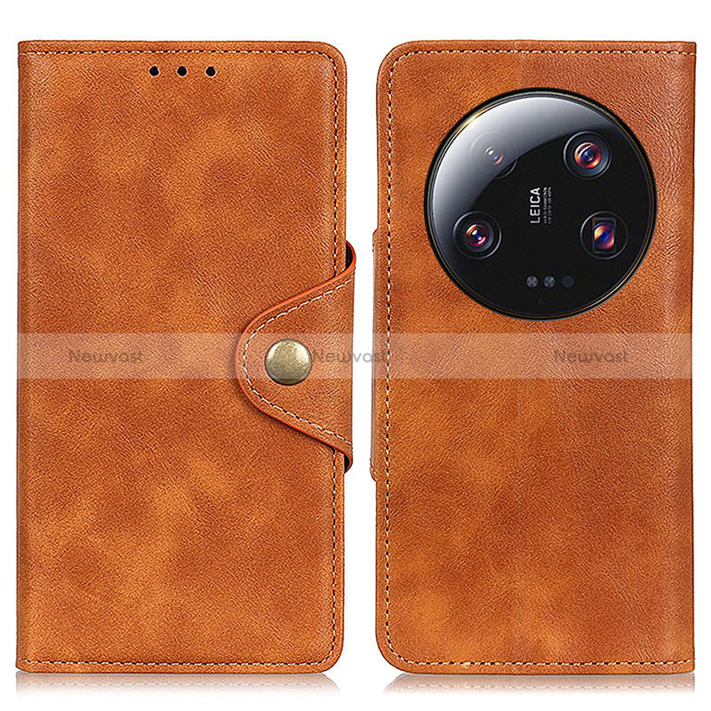 Leather Case Stands Flip Cover Holder N06P for Xiaomi Mi 13 Ultra 5G Brown