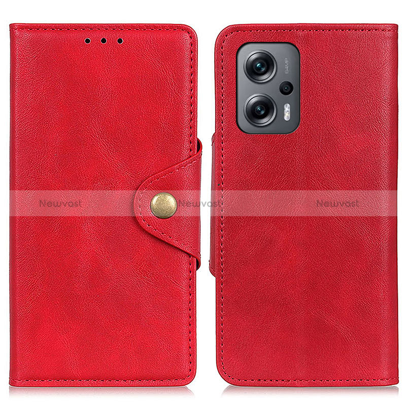 Leather Case Stands Flip Cover Holder N06P for Xiaomi Redmi Note 12 Turbo 5G Red