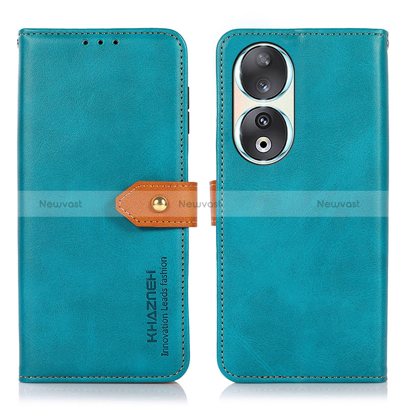 Leather Case Stands Flip Cover Holder N07P for Huawei Honor 90 5G Cyan