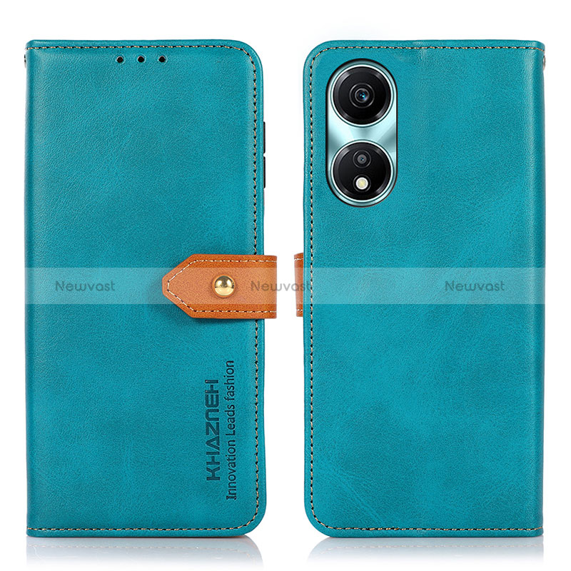 Leather Case Stands Flip Cover Holder N07P for Huawei Honor X5 Plus Cyan