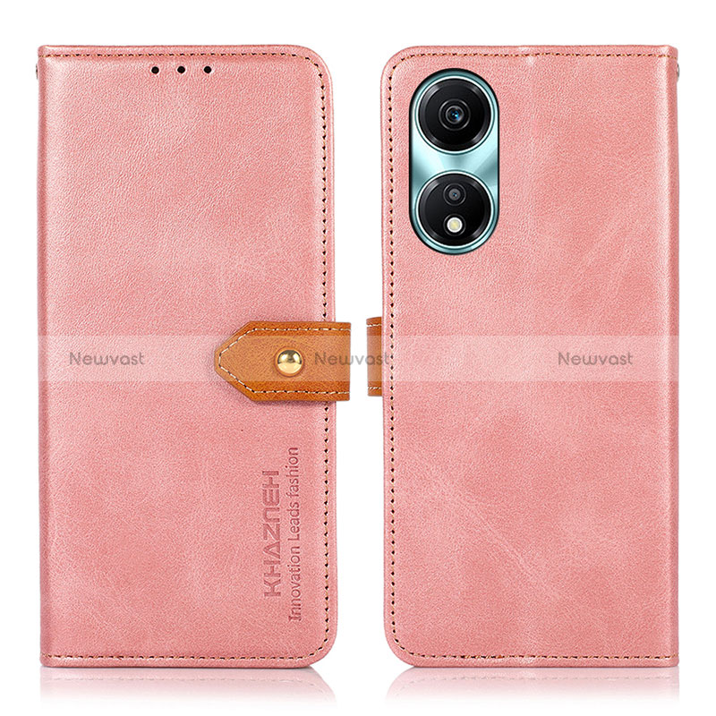 Leather Case Stands Flip Cover Holder N07P for Huawei Honor X5 Plus Pink