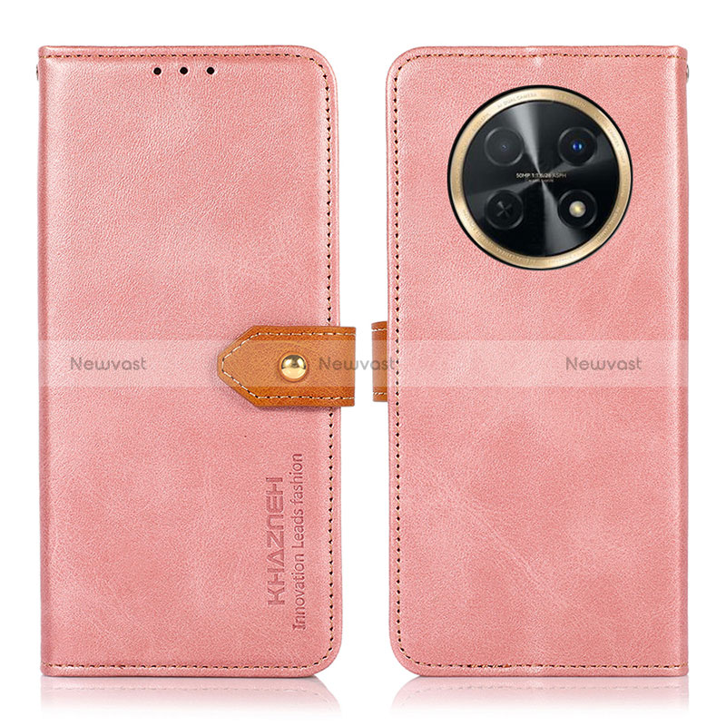 Leather Case Stands Flip Cover Holder N07P for Huawei Nova Y91 Pink