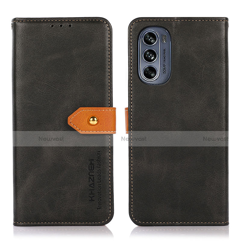 Leather Case Stands Flip Cover Holder N07P for Motorola Moto G62 5G