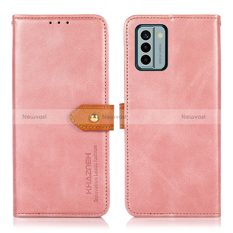 Leather Case Stands Flip Cover Holder N07P for Nokia G22 Pink