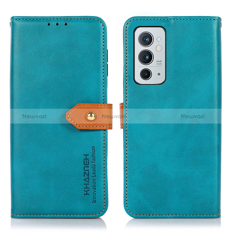 Leather Case Stands Flip Cover Holder N07P for OnePlus 9RT 5G Cyan