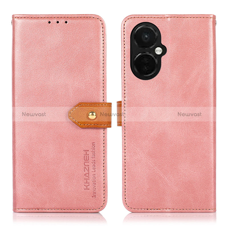 Leather Case Stands Flip Cover Holder N07P for OnePlus Nord CE 3 Lite 5G Pink