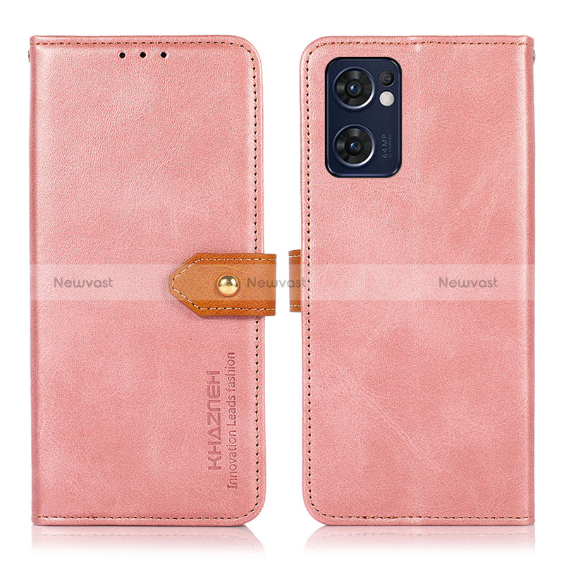 Leather Case Stands Flip Cover Holder N07P for Oppo Find X5 Lite 5G Pink