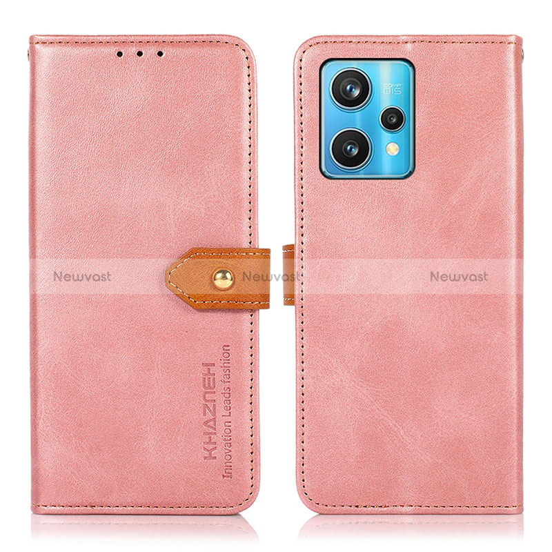 Leather Case Stands Flip Cover Holder N07P for Realme 9 4G Pink