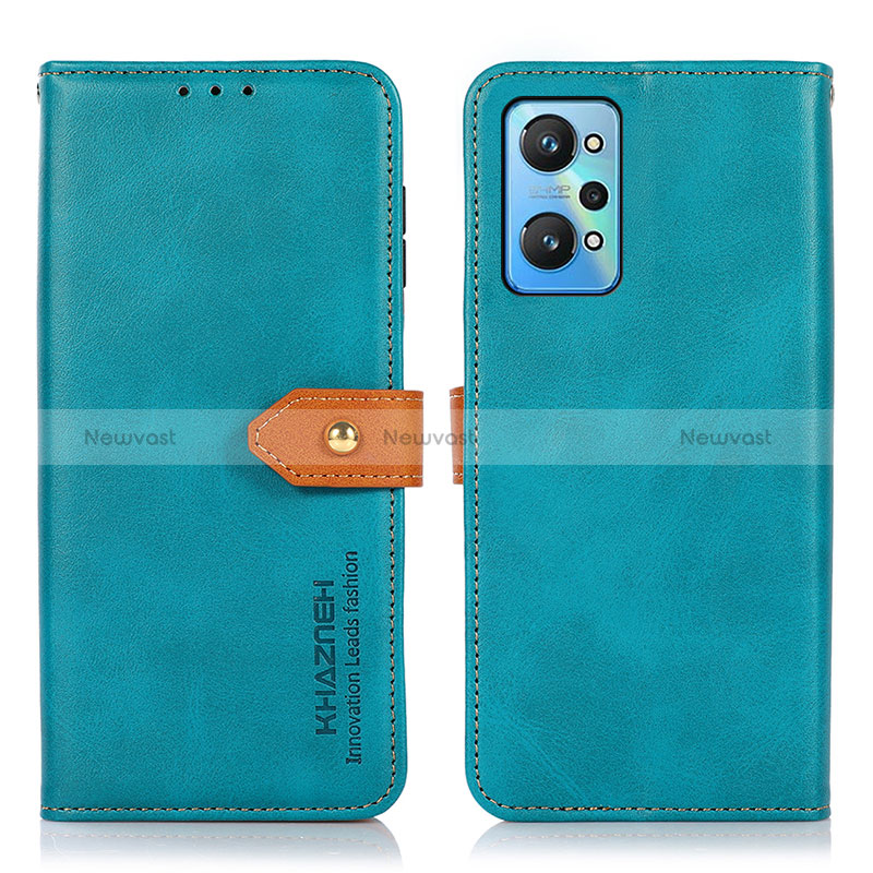 Leather Case Stands Flip Cover Holder N07P for Realme GT Neo 3T 5G Cyan