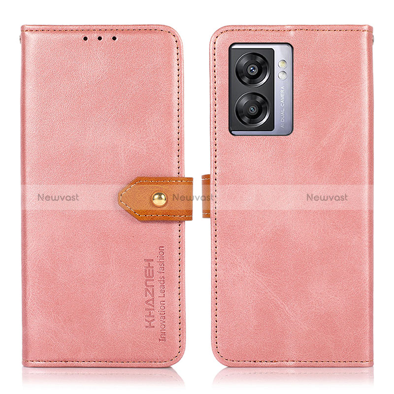 Leather Case Stands Flip Cover Holder N07P for Realme Q5i 5G Pink