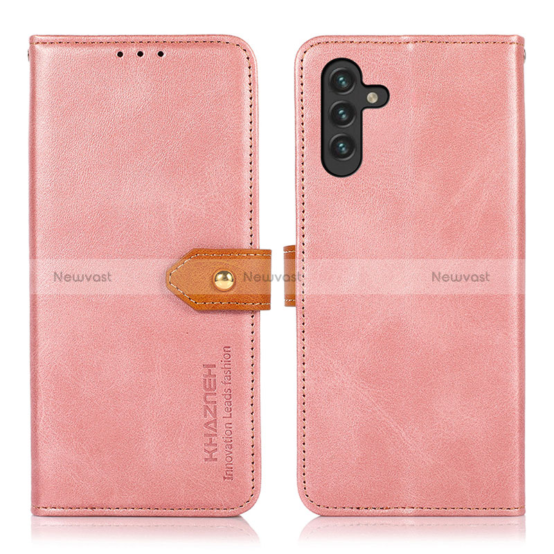 Leather Case Stands Flip Cover Holder N07P for Samsung Galaxy A04s Pink