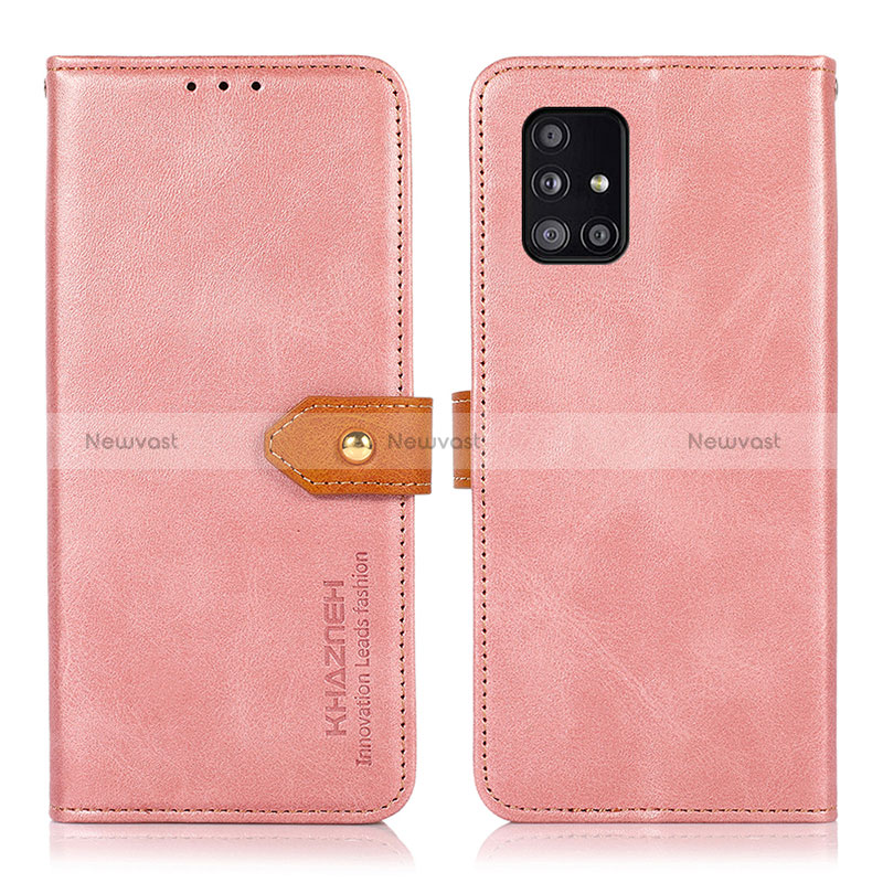 Leather Case Stands Flip Cover Holder N07P for Samsung Galaxy A51 5G Pink