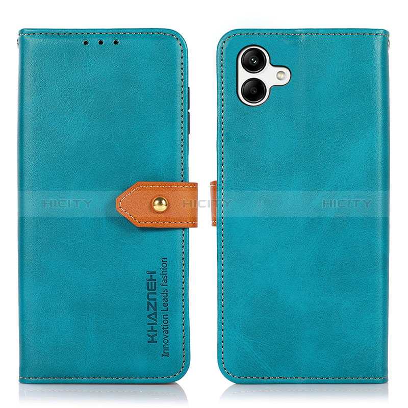 Leather Case Stands Flip Cover Holder N07P for Samsung Galaxy F14 5G Cyan