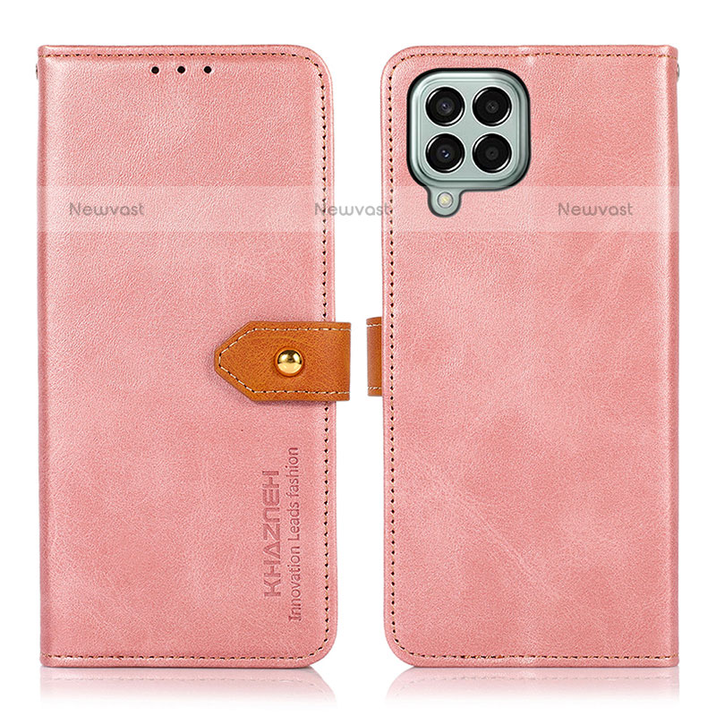 Leather Case Stands Flip Cover Holder N07P for Samsung Galaxy M33 5G Pink