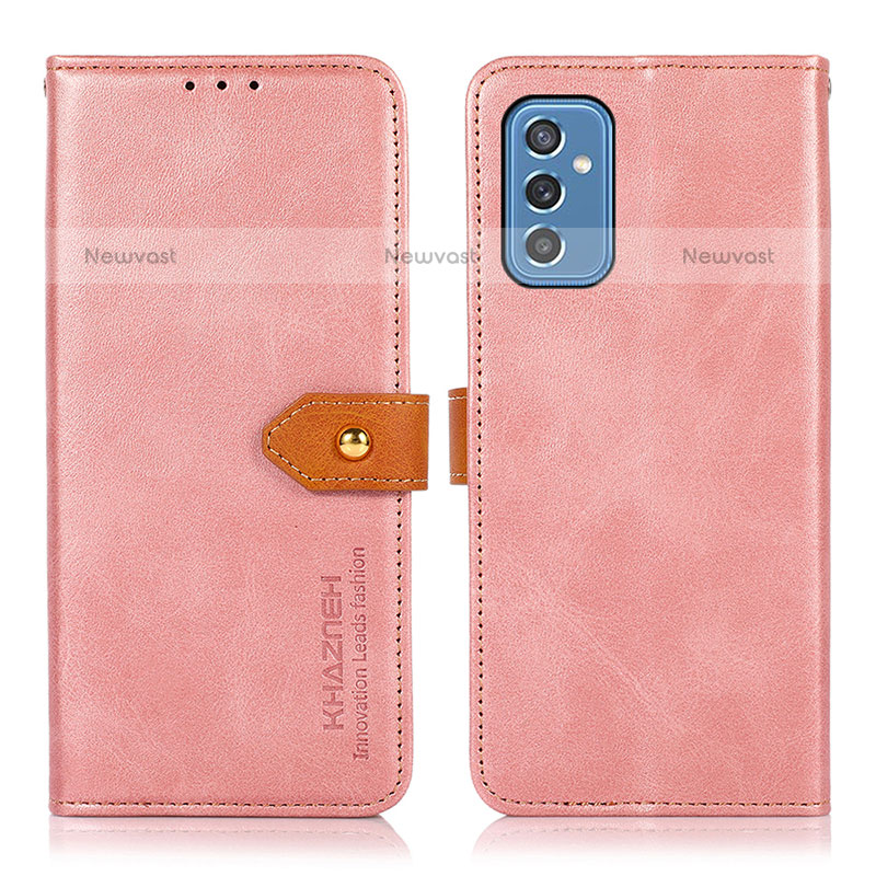 Leather Case Stands Flip Cover Holder N07P for Samsung Galaxy M52 5G Pink