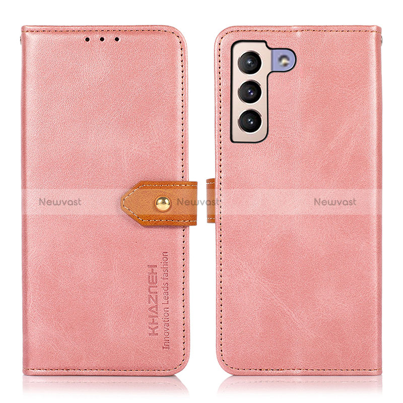 Leather Case Stands Flip Cover Holder N07P for Samsung Galaxy S24 Plus 5G Pink