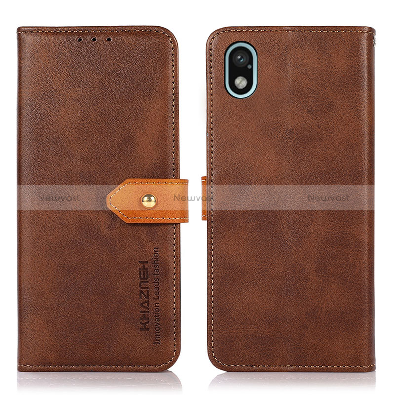 Leather Case Stands Flip Cover Holder N07P for Sony Xperia Ace III SO-53C Brown