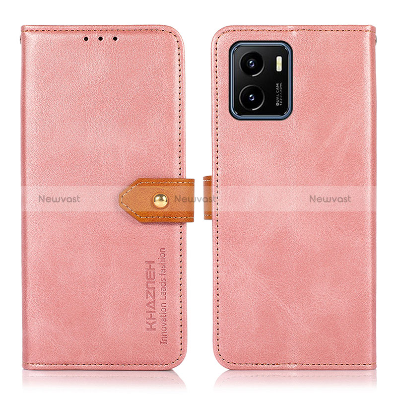 Leather Case Stands Flip Cover Holder N07P for Vivo Y01A Pink