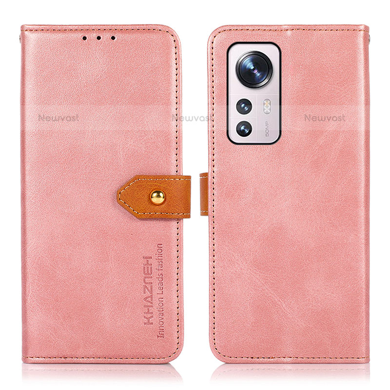 Leather Case Stands Flip Cover Holder N07P for Xiaomi Mi 12S Pro 5G Pink