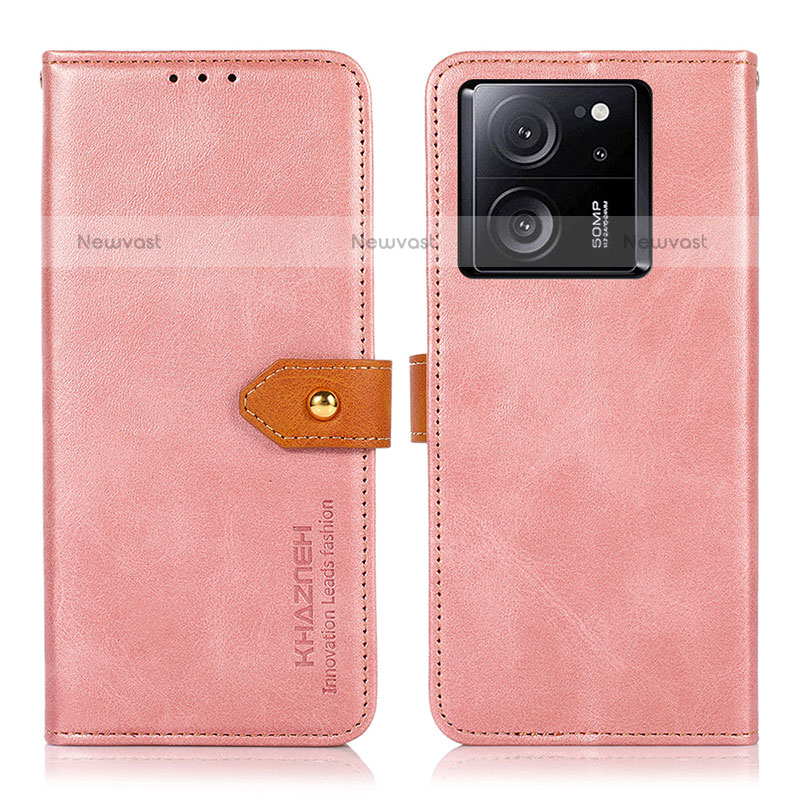 Leather Case Stands Flip Cover Holder N07P for Xiaomi Redmi K60 Ultra 5G Pink