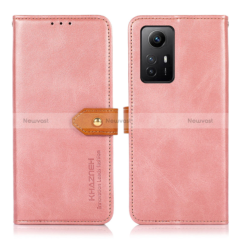 Leather Case Stands Flip Cover Holder N07P for Xiaomi Redmi Note 12S Pink