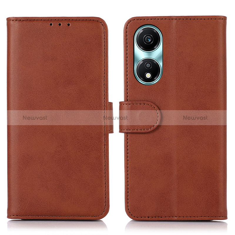 Leather Case Stands Flip Cover Holder N08P for Huawei Honor X5 Plus Brown