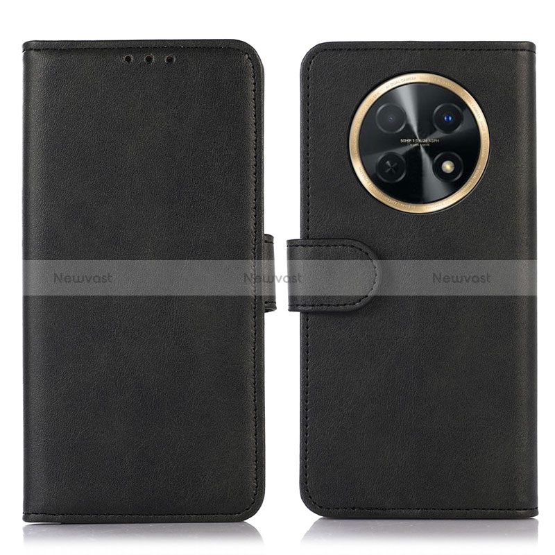 Leather Case Stands Flip Cover Holder N08P for Huawei Nova Y91 Black