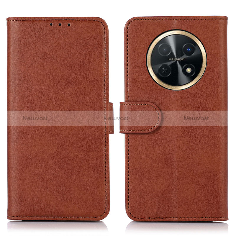 Leather Case Stands Flip Cover Holder N08P for Huawei Nova Y91 Brown