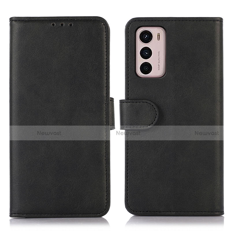 Leather Case Stands Flip Cover Holder N08P for Motorola Moto G42 Black