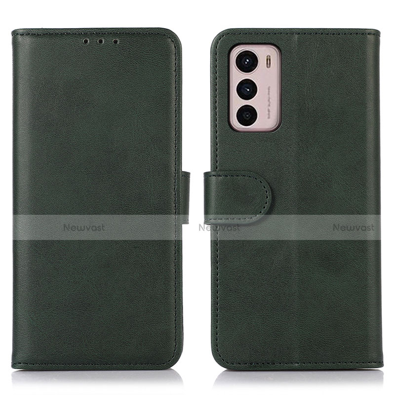 Leather Case Stands Flip Cover Holder N08P for Motorola Moto G42 Green