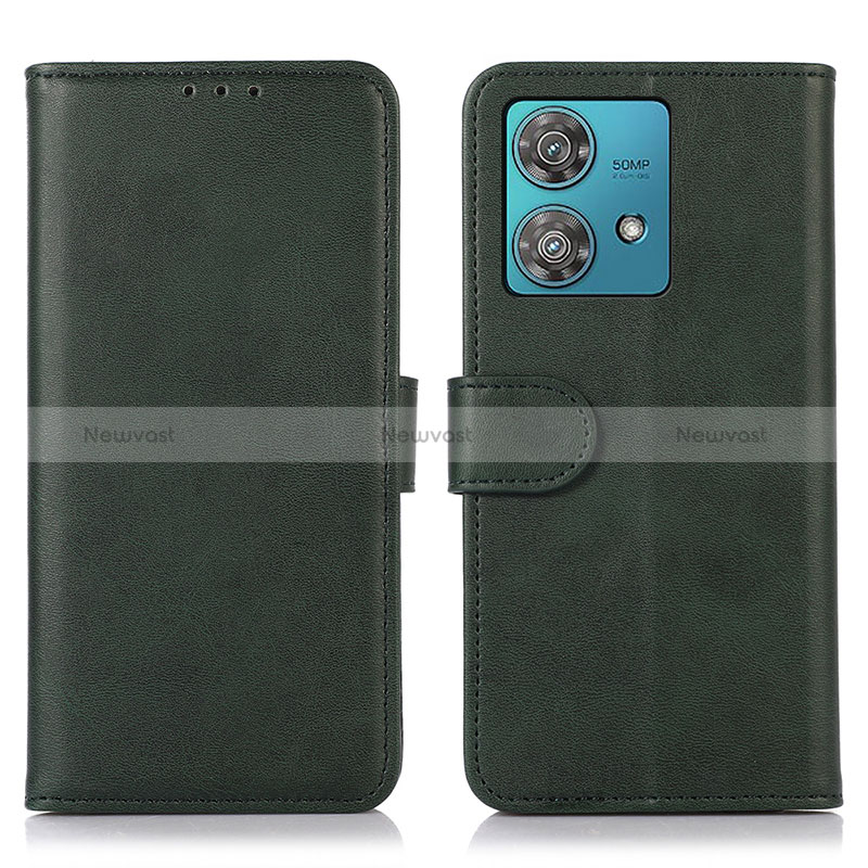 Leather Case Stands Flip Cover Holder N08P for Motorola Moto G84 5G Green