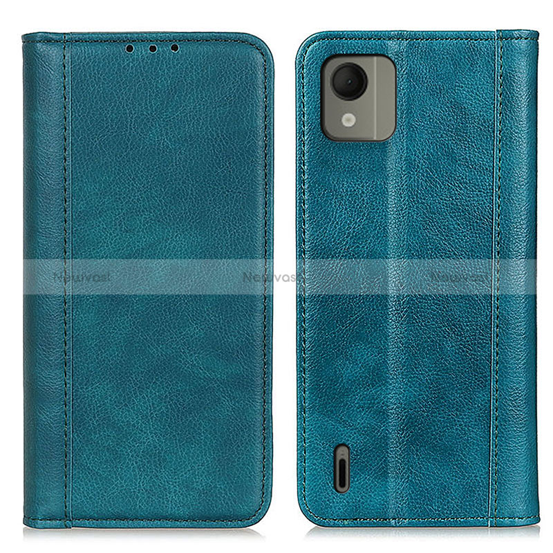 Leather Case Stands Flip Cover Holder N08P for Nokia C110 Green