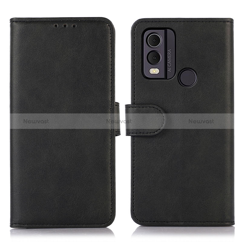 Leather Case Stands Flip Cover Holder N08P for Nokia C22 Black