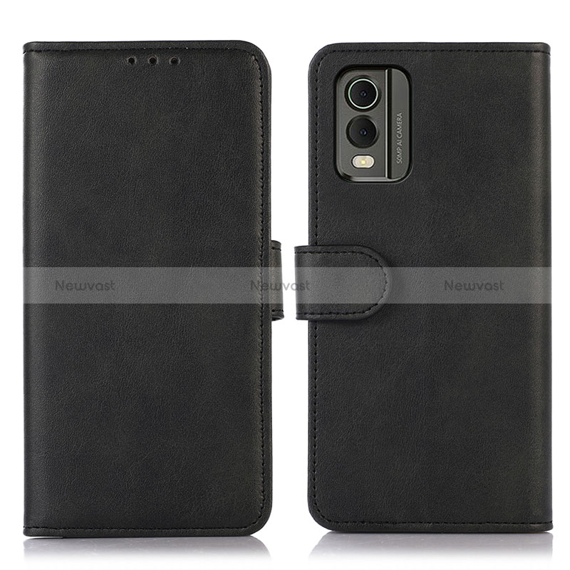 Leather Case Stands Flip Cover Holder N08P for Nokia C32 Black