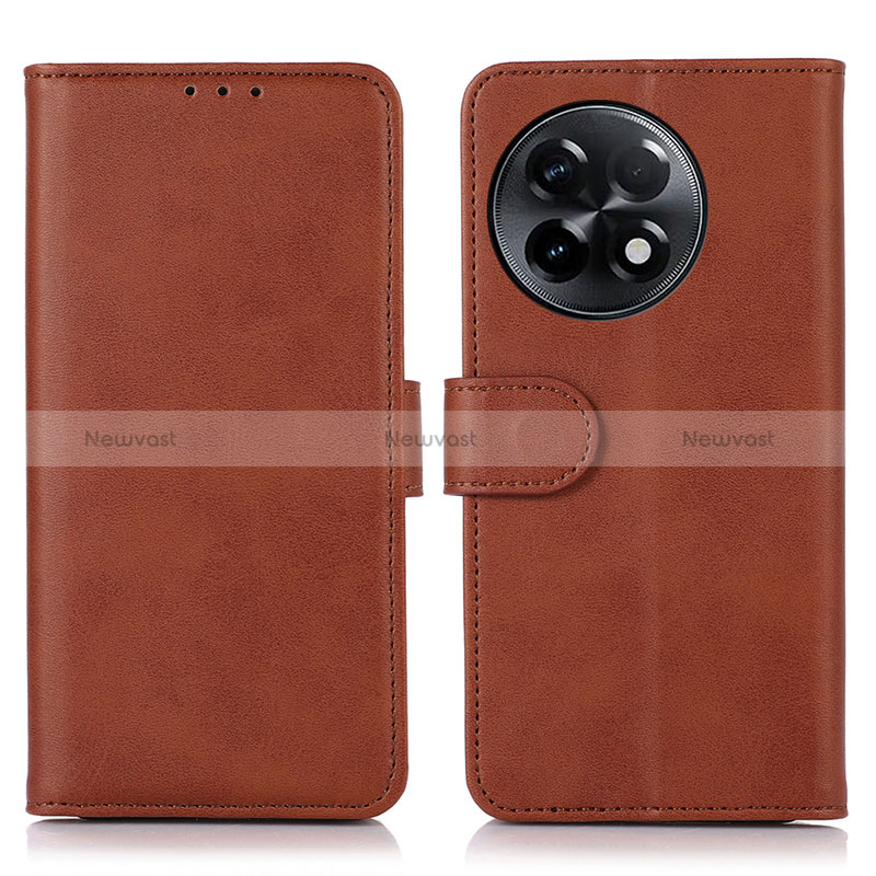 Leather Case Stands Flip Cover Holder N08P for OnePlus 11R 5G Brown