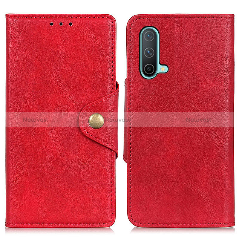 Leather Case Stands Flip Cover Holder N08P for OnePlus Nord CE 5G Red