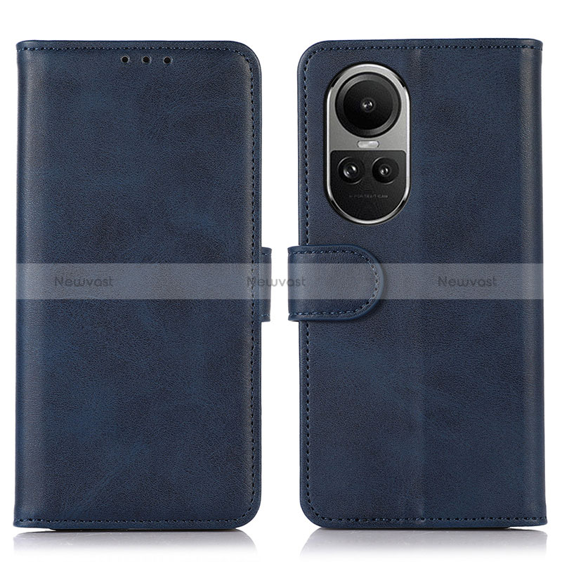 Leather Case Stands Flip Cover Holder N08P for Oppo Reno10 5G Blue