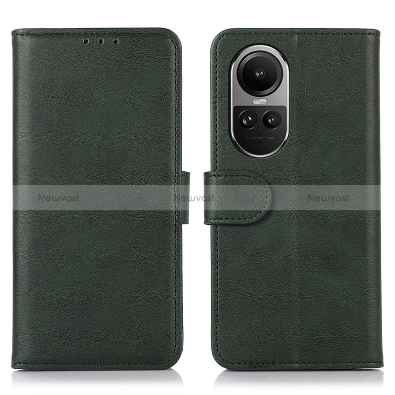 Leather Case Stands Flip Cover Holder N08P for Oppo Reno10 Pro 5G Green