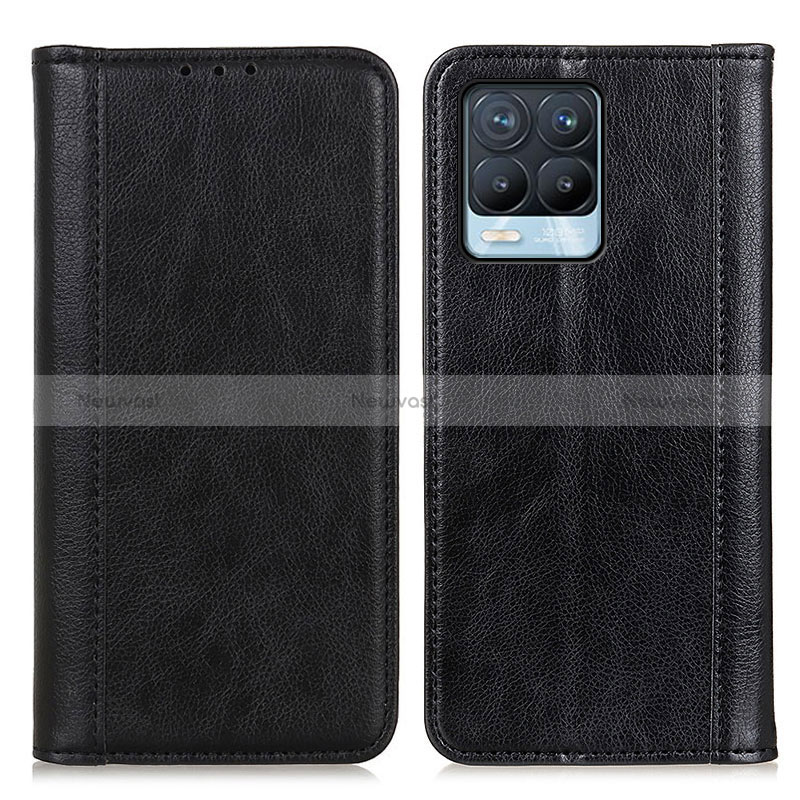 Leather Case Stands Flip Cover Holder N08P for Realme 8 4G Black