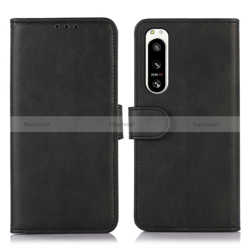 Leather Case Stands Flip Cover Holder N08P for Sony Xperia 5 IV Black