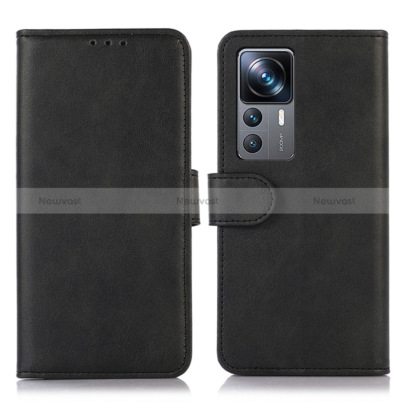 Leather Case Stands Flip Cover Holder N08P for Xiaomi Mi 12T 5G Black