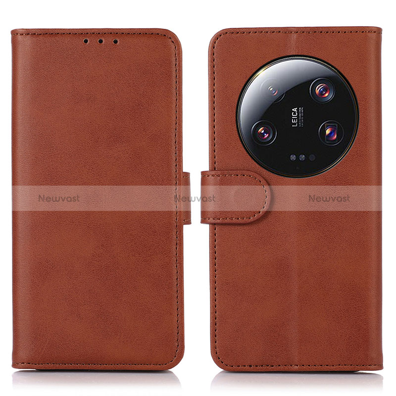 Leather Case Stands Flip Cover Holder N08P for Xiaomi Mi 13 Ultra 5G Brown