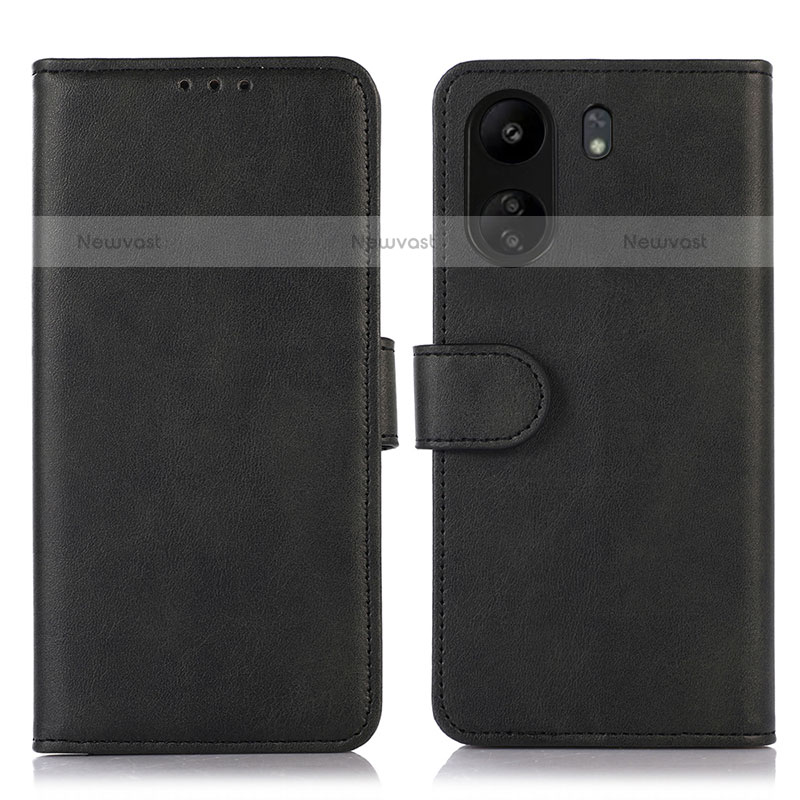 Leather Case Stands Flip Cover Holder N08P for Xiaomi Poco C65 Black