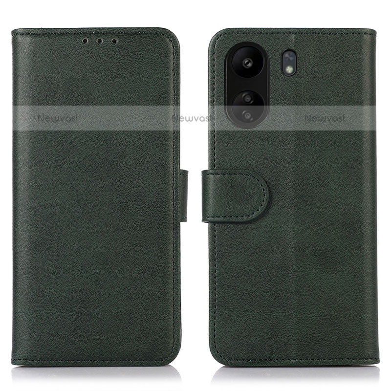 Leather Case Stands Flip Cover Holder N08P for Xiaomi Poco C65 Green